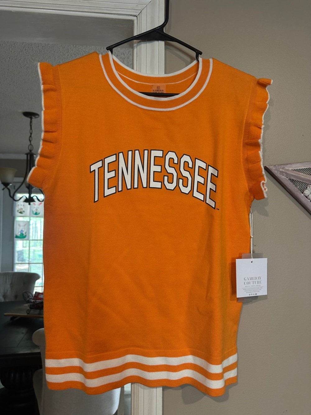 “Tennessee" Orange Ruffle Sleeve Tank